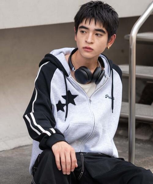 WEGO(ウィゴー)の「WEGO/ラインラグランZIPパーカー(パーカー・メンズ・アッシュグレー/ネイビー・MEDIUM/LARGE)」の13枚目の写真