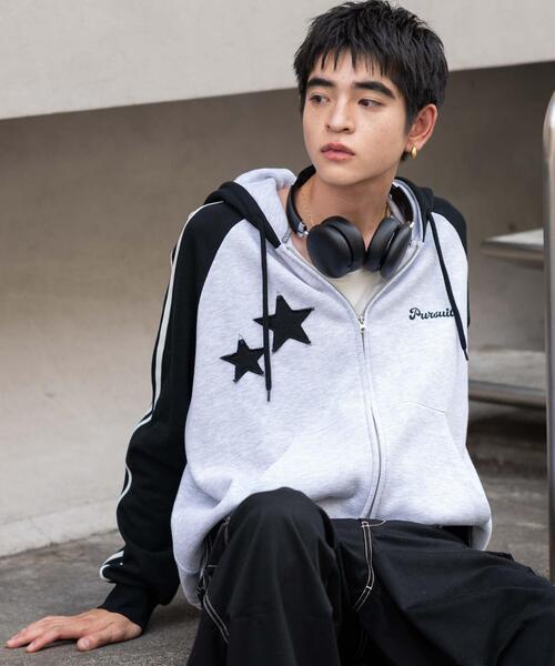 WEGO(ウィゴー)の「WEGO/ラインラグランZIPパーカー(パーカー・メンズ・アッシュグレー/ネイビー・MEDIUM/LARGE)」の14枚目の写真