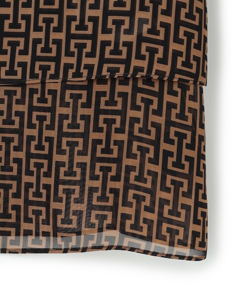 モノグラムプリントシフォン バンドカラーブラウス（シャツ/ブラウス