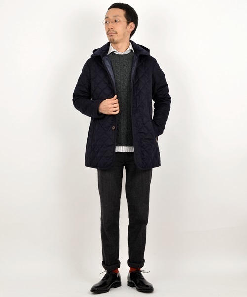 LAVENHAM（ラベンハム）の「LAVENHAM（ラベンハム）: 『DENSTON』 ウール フード キルティング ジャケット■（カバーオール・メンズ・チャコールグレー/ネイビー・40/36/42/38）」の8枚目の写真