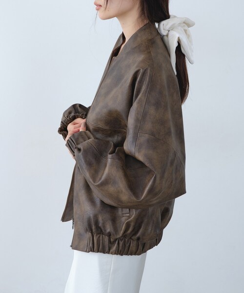 CODE A（コードエー）の「◆grain zip over blouson（ブルゾン・レディース・ブラウン系・00）」の6枚目の写真