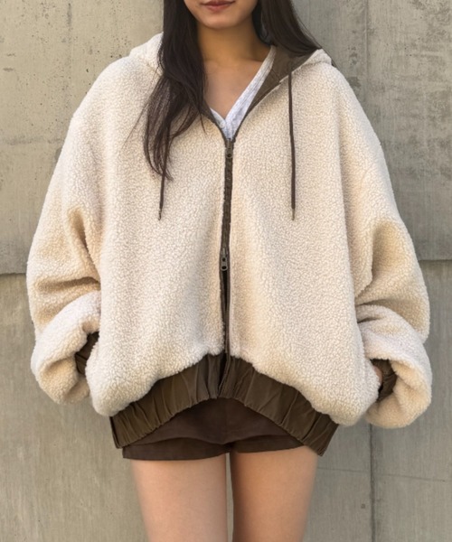 RAY CASSIN（レイカズン）の「オーバーサイズフードブルゾン / パーカー / リバーシブル（ブルゾン・レディース・ブラウン系その他2/グレー/ブラック・FREE）」の11枚目の写真