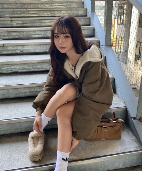 RAY CASSIN（レイカズン）の「オーバーサイズフードブルゾン / パーカー / リバーシブル（ブルゾン・レディース・ブラウン系その他2/グレー/ブラック・FREE）」の19枚目の写真