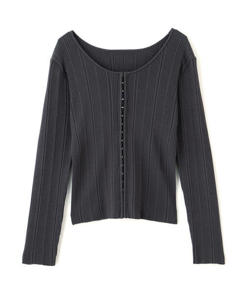 PROPORTION BODY DRESSING(プロポーションボディドレッシング)の「<ウォッシャブル>フロントホックニット / 1215270013(ニット/セーター・レディース・ダークグレー/ブルー/オフホワイト・FREE)」の4枚目の写真