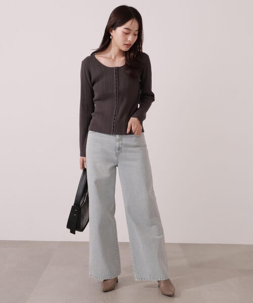 PROPORTION BODY DRESSING(プロポーションボディドレッシング)の「<ウォッシャブル>フロントホックニット / 1215270013(ニット/セーター・レディース・ダークグレー/ブルー/オフホワイト・FREE)」の10枚目の写真