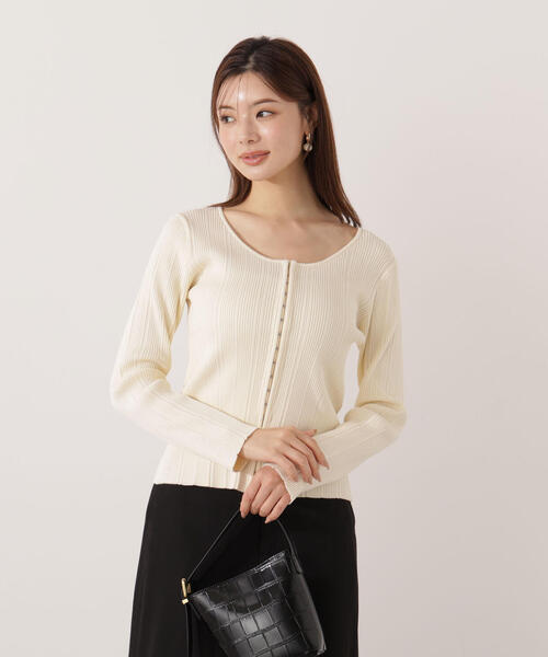 PROPORTION BODY DRESSING(プロポーションボディドレッシング)の「<ウォッシャブル>フロントホックニット / 1215270013(ニット/セーター・レディース・ダークグレー/ブルー/オフホワイト・FREE)」の15枚目の写真