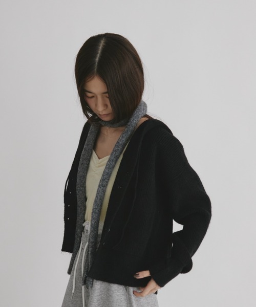 duei（デュイ）の「フーディニットカーディガン（カーディガン/ボレロ・レディース・ライム/ブラック/アイボリー・FREE）」の6枚目の写真