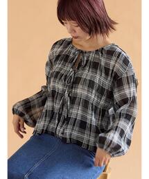 ehka sopo | チェックリボンブラウス(シャツ/ブラウス)