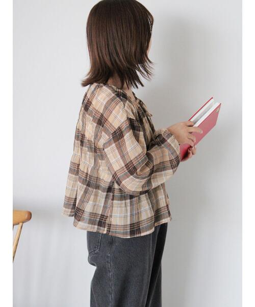 ehka sopo（エヘカソポ）の「チェックリボンブラウス（シャツ/ブラウス・レディース・グリーン/ベージュ/ブラック・F）」の8枚目の写真