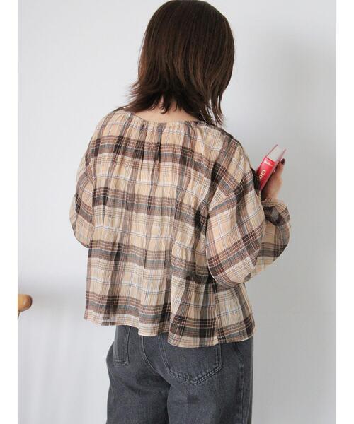 ehka sopo（エヘカソポ）の「チェックリボンブラウス（シャツ/ブラウス・レディース・グリーン/ベージュ/ブラック・F）」の9枚目の写真