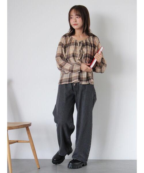 ehka sopo（エヘカソポ）の「チェックリボンブラウス（シャツ/ブラウス・レディース・グリーン/ベージュ/ブラック・F）」の11枚目の写真