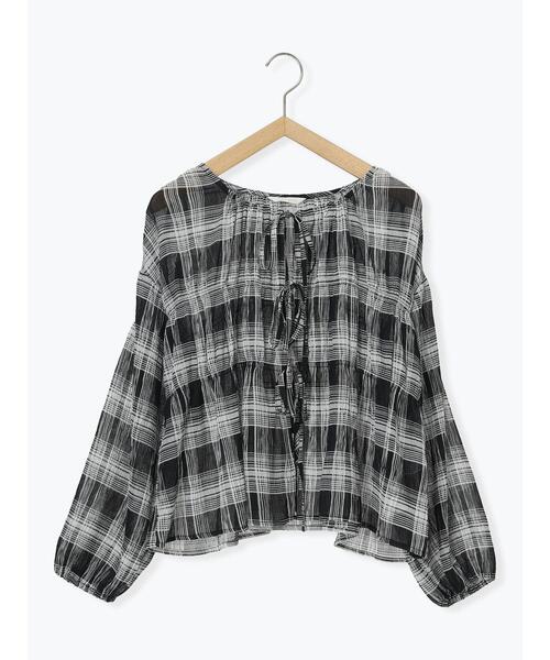 ehka sopo（エヘカソポ）の「チェックリボンブラウス（シャツ/ブラウス・レディース・グリーン/ベージュ/ブラック・F）」の16枚目の写真