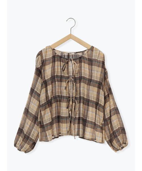 ehka sopo（エヘカソポ）の「チェックリボンブラウス（シャツ/ブラウス・レディース・グリーン/ベージュ/ブラック・F）」の17枚目の写真