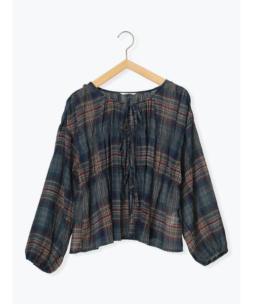 ehka sopo（エヘカソポ）の「チェックリボンブラウス（シャツ/ブラウス・レディース・グリーン/ベージュ/ブラック・F）」の18枚目の写真