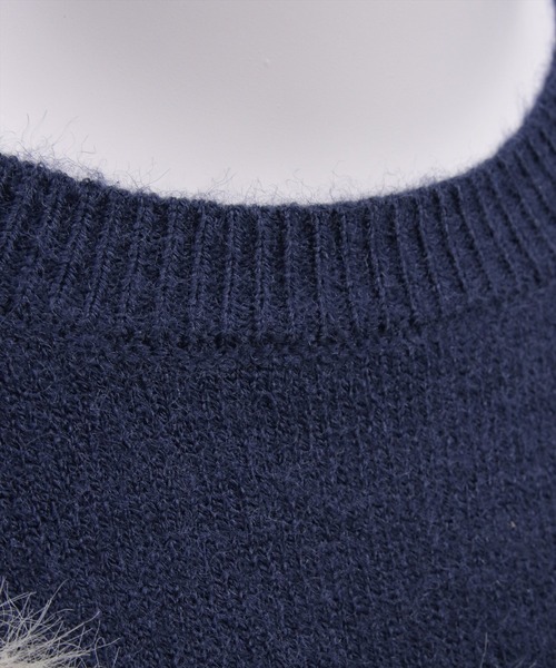 clear（クリア）の「ネコフェザー長袖ニットトップス[着回し力抜群 ガーリー]（ニット/セーター・レディース・杢グレー/ピンク/ネイビー/アイボリー・F）」の22枚目の写真