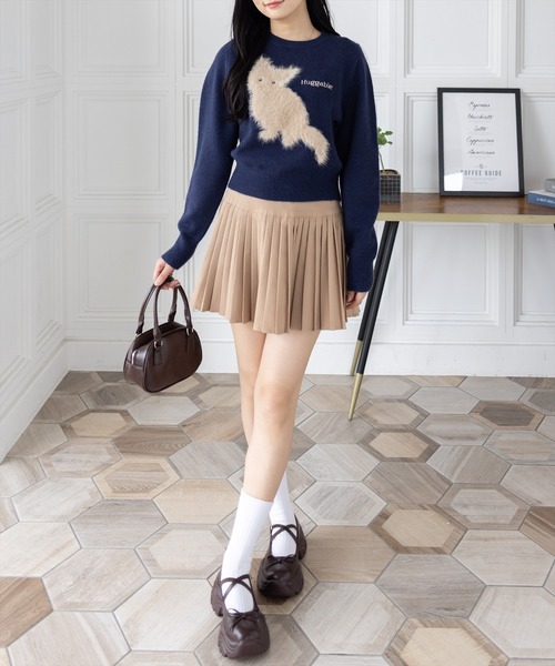 clear（クリア）の「ネコフェザー長袖ニットトップス[着回し力抜群 ガーリー]（ニット/セーター・レディース・杢グレー/ピンク/ネイビー/アイボリー・F）」の5枚目の写真