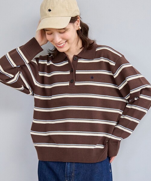 POLO BCS（ポロ ビーシーエス）の「【POLO BCS（ポロ・ビーシーエス）別注】 襟付きポロニット（WEB限定カラーあり）（ニット/セーター・レディース・ブラック/ベージュ/ブラウン/レッド/ネイビー・M/L）」の3枚目の写真