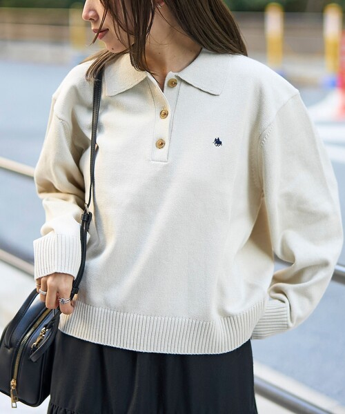 POLO BCS（ポロ ビーシーエス）の「【POLO BCS（ポロ・ビーシーエス）別注】 襟付きポロニット（WEB限定カラーあり）（ニット/セーター・レディース・ブラック/ベージュ/ブラウン/レッド/ネイビー・M/L）」の9枚目の写真