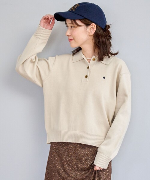 POLO BCS（ポロ ビーシーエス）の「【POLO BCS（ポロ・ビーシーエス）別注】 襟付きポロニット（WEB限定カラーあり）（ニット/セーター・レディース・ブラック/ベージュ/ブラウン/レッド/ネイビー・M/L）」の12枚目の写真