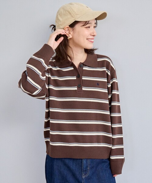 POLO BCS（ポロ ビーシーエス）の「【POLO BCS（ポロ・ビーシーエス）別注】 襟付きポロニット（WEB限定カラーあり）（ニット/セーター・レディース・ブラック/ベージュ/ブラウン/レッド/ネイビー・M/L）」の15枚目の写真