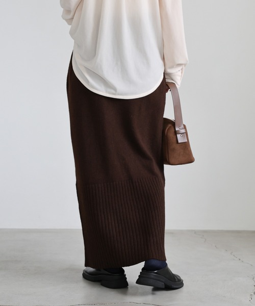 select MOCA(セレクトモカ)の「ヘムリブニットIラインスカート(スカート・レディース・ブラウン/ブラック/チャコールグレー・MEDIUM/LARGE)」の9枚目の写真