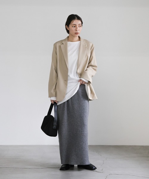 select MOCA(セレクトモカ)の「ヘムリブニットIラインスカート(スカート・レディース・ブラウン/ブラック/チャコールグレー・MEDIUM/LARGE)」の5枚目の写真