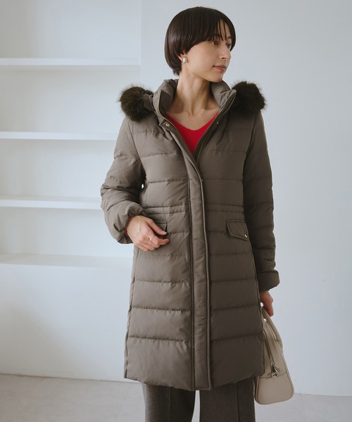 セール】【GREEN DOWN/グリーンダウン】ファー付きダウンロングコート