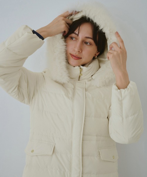 GREEN DOWN/グリーンダウン】ファー付きダウンロングコート/一部WEB