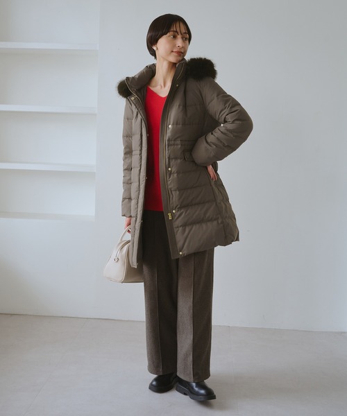 GREEN DOWN/グリーンダウン】ファー付きダウンロングコート/一部WEB