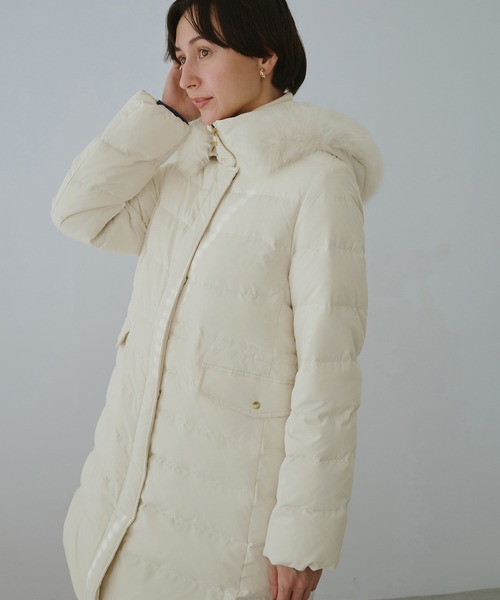 ROPE' PICNIC（ロペピクニック）の「【GREEN DOWN/グリーンダウン】ファー付きダウンロングコート/一部WEB限定カラー（ダウンジャケット/コート・レディース・ブラック/ダークブラウン/オフホワイト・S/M）」の21枚目の写真