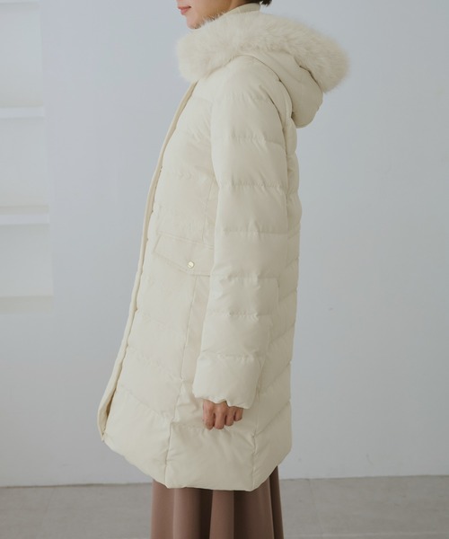 セール】【GREEN DOWN/グリーンダウン】ファー付きダウンロングコート