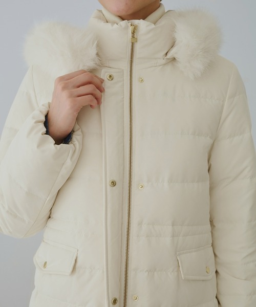 ROPE' PICNIC（ロペピクニック）の「【GREEN DOWN/グリーンダウン】ファー付きダウンロングコート/一部WEB限定カラー（ダウンジャケット/コート・レディース・ブラック/ダークブラウン/オフホワイト・S/M）」の12枚目の写真