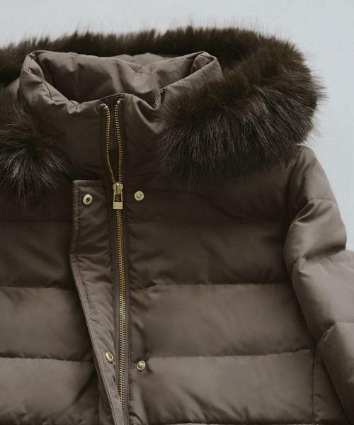 ROPE' PICNIC（ロペピクニック）の「【GREEN DOWN/グリーンダウン】ファー付きダウンロングコート/一部WEB限定カラー（ダウンジャケット/コート・レディース・ブラック/ダークブラウン/オフホワイト・S/M）」の11枚目の写真