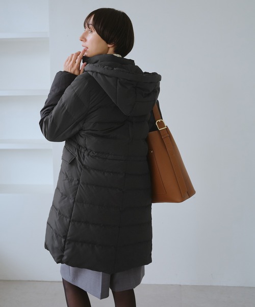 GREEN DOWN/グリーンダウン】ファー付きダウンロングコート/一部WEB