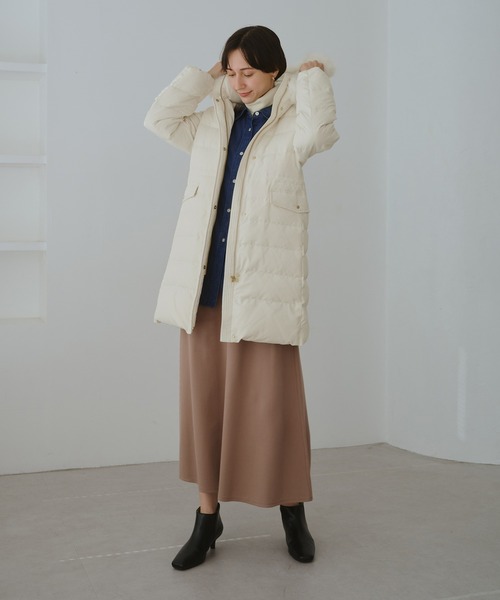 セール】【GREEN DOWN/グリーンダウン】ファー付きダウンロングコート