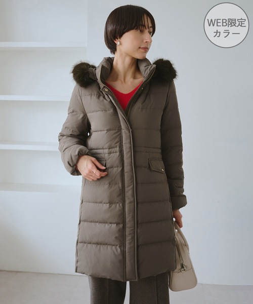GREEN DOWN/グリーンダウン】ファー付きダウンロングコート/一部WEB