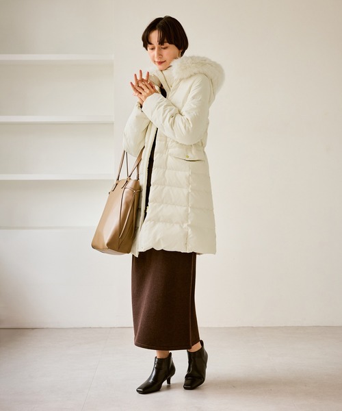 セール】【GREEN DOWN/グリーンダウン】ファー付きダウンロングコート