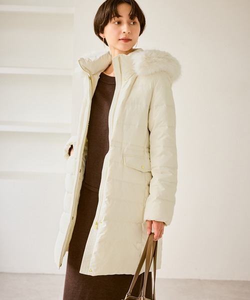 ROPE' PICNIC（ロペピクニック）の「【GREEN DOWN/グリーンダウン】ファー付きダウンロングコート/一部WEB限定カラー（ダウンジャケット/コート・レディース・ブラック/ダークブラウン/オフホワイト・S/M）」の9枚目の写真