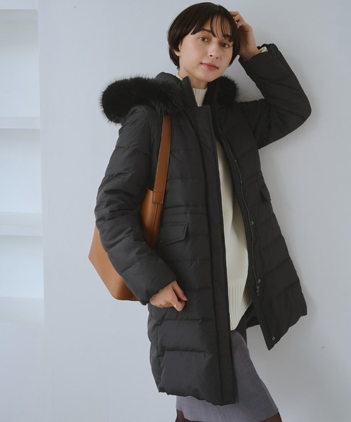 セール】【GREEN DOWN/グリーンダウン】ファー付きダウンロングコート