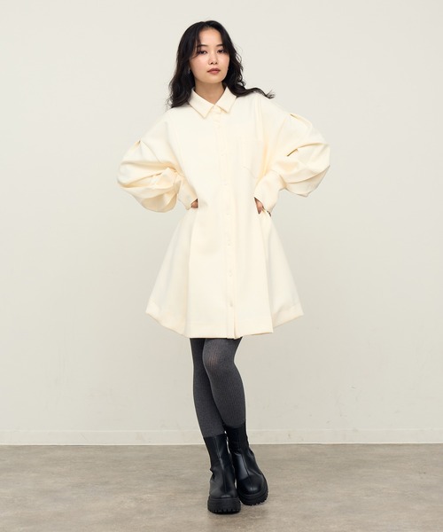 NOGLE（ノグル）の「【NOGLE/ノグル】襟付きミニワンピ（ワンピース・レディース・ブラック/チャコール/アイボリー・FREE）」の12枚目の写真