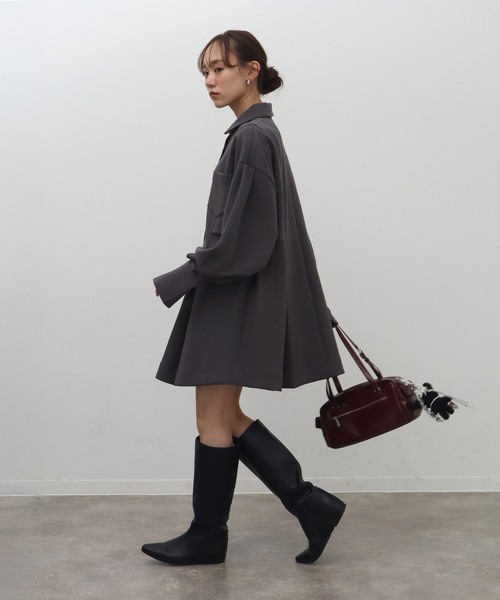 NOGLE（ノグル）の「【NOGLE/ノグル】襟付きミニワンピ（ワンピース・レディース・ブラック/チャコール/アイボリー・FREE）」の4枚目の写真