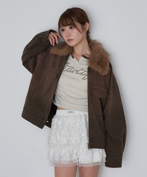 ファー衿取り外しデニムブルゾン / Gジャン