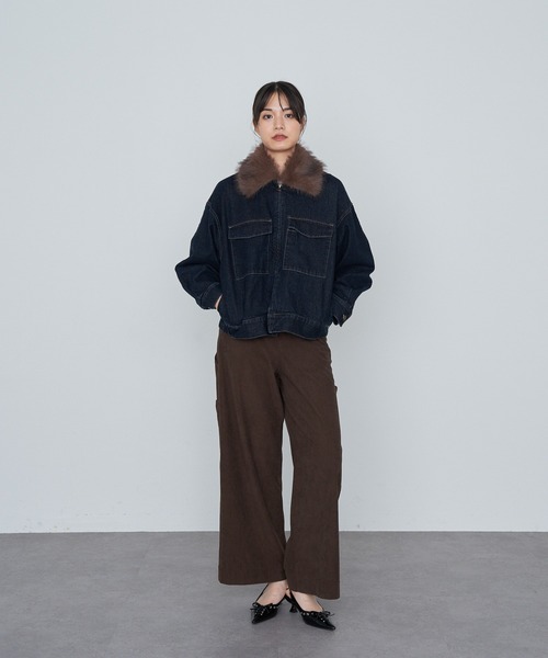 RAY CASSIN(レイカズン)の「ファー衿取り外しデニムブルゾン / Gジャン(ブルゾン・レディース・ネイビー/ブルー/ブラウン・FREE)」の12枚目の写真