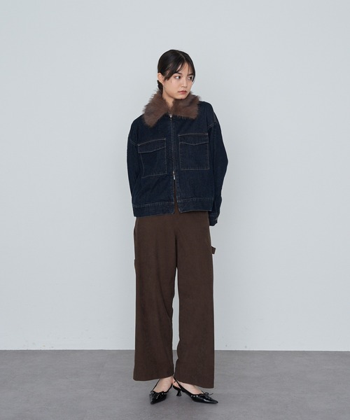 RAY CASSIN(レイカズン)の「ファー衿取り外しデニムブルゾン / Gジャン(ブルゾン・レディース・ネイビー/ブルー/ブラウン・FREE)」の14枚目の写真