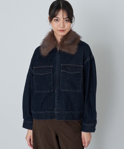 RAY CASSIN(レイカズン)の「ファー衿取り外しデニムブルゾン / Gジャン(ブルゾン・レディース・ネイビー/ブルー/ブラウン・FREE)」の15枚目の写真