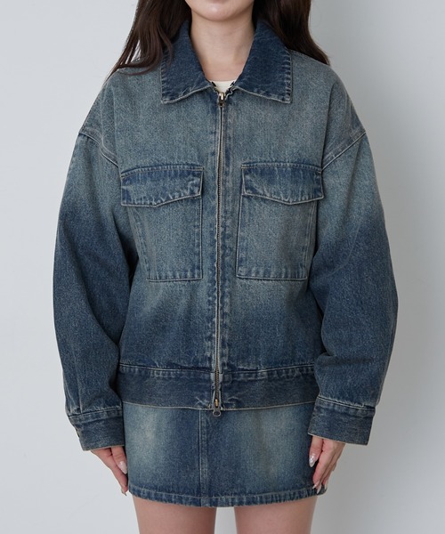 RAY CASSIN(レイカズン)の「ファー衿取り外しデニムブルゾン / Gジャン(ブルゾン・レディース・ネイビー/ブルー/ブラウン・FREE)」の21枚目の写真