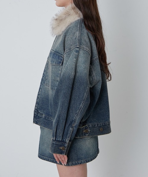 RAY CASSIN(レイカズン)の「ファー衿取り外しデニムブルゾン / Gジャン(ブルゾン・レディース・ネイビー/ブルー/ブラウン・FREE)」の17枚目の写真