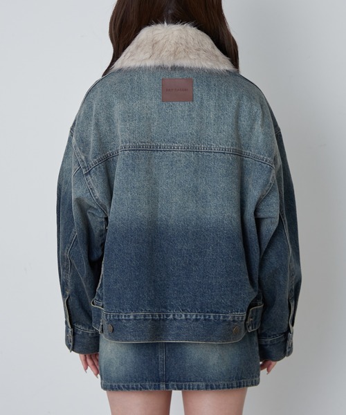 RAY CASSIN(レイカズン)の「ファー衿取り外しデニムブルゾン / Gジャン(ブルゾン・レディース・ネイビー/ブルー/ブラウン・FREE)」の18枚目の写真