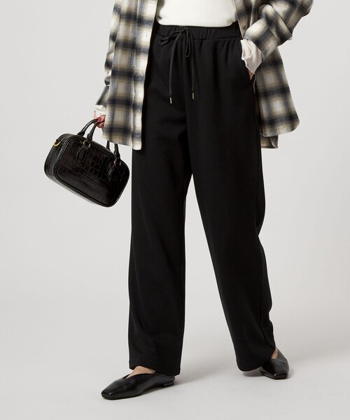 green label relaxing（グリーンレーベルリラクシング）の「ウラキモウ ピケ パンツ（スウェットパンツ・レディース・ブラック/グレー・FREE）」の2枚目の写真