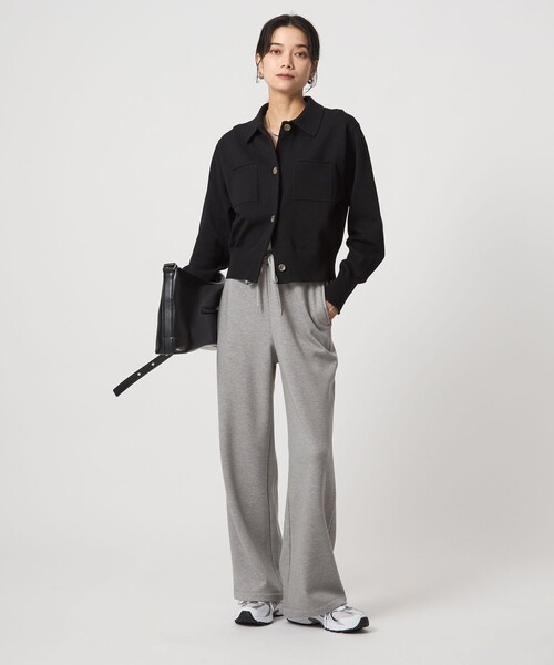 green label relaxing（グリーンレーベルリラクシング）の「ウラキモウ ピケ パンツ（スウェットパンツ・レディース・ブラック/グレー・FREE）」の5枚目の写真